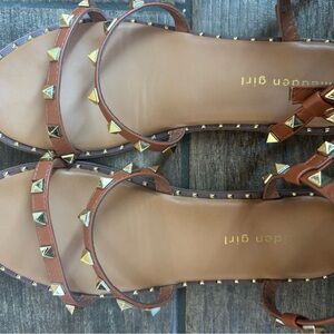 Madden Girl Studded Brown Gladiator Sandals size 8